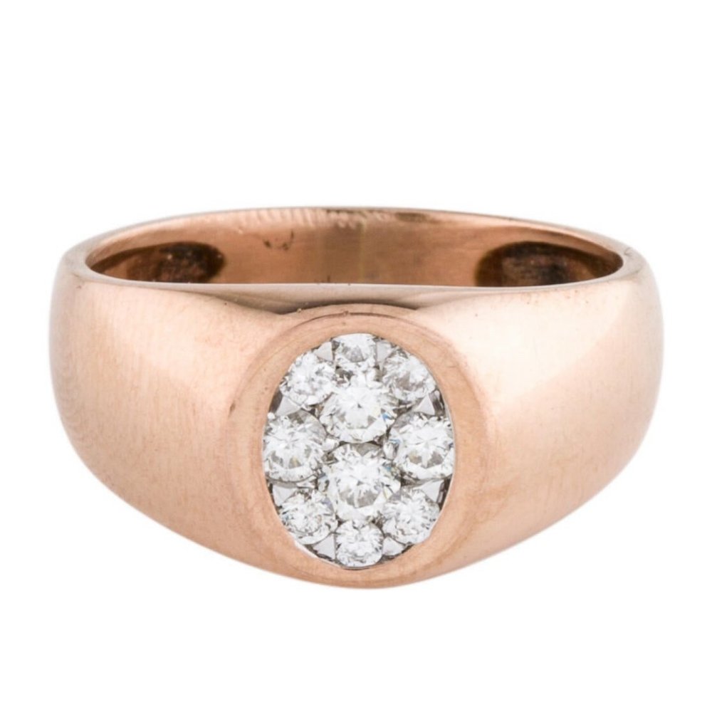 14K Rose Gold Mens Diamond Ring 1/2 cttw